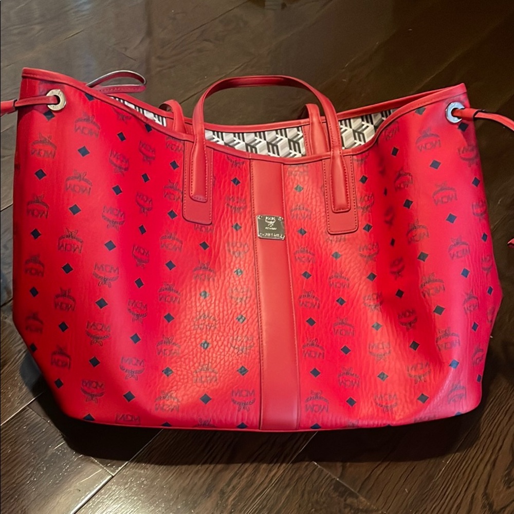 MCM Large Scarlet Red Tote Bag